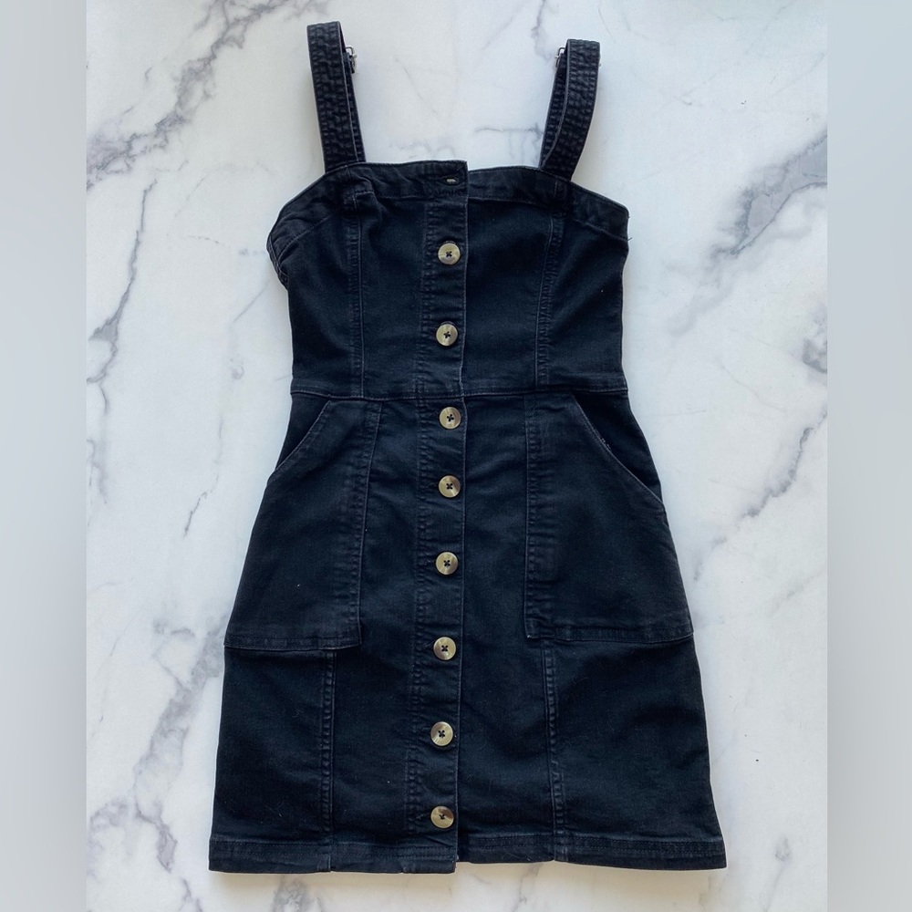 H&M Black Denim Dress with Pockets